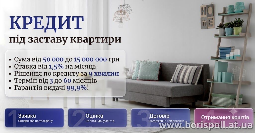 Швидкі гроші під заставу майна без поручителів Київ.